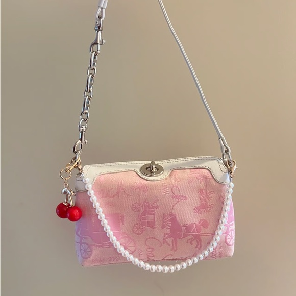 Coach Pink and White Shoulder Bag - Picture 2 of 9